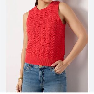 NWOT Evereve red Kendall 100% cotton tank unique, zigzag design, medium